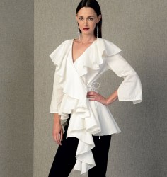 1413 VOGUE LYNN MIZONO 2 BREASTED COLLAR PEPLUM DRAPE TOP PATTERN  14-22 uncut